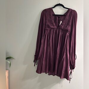 Mustard seed purple v neck open back dress